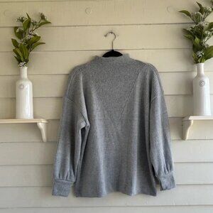 Loft Gray Mick Neck Ribbed Pullover Top Size Large NWT